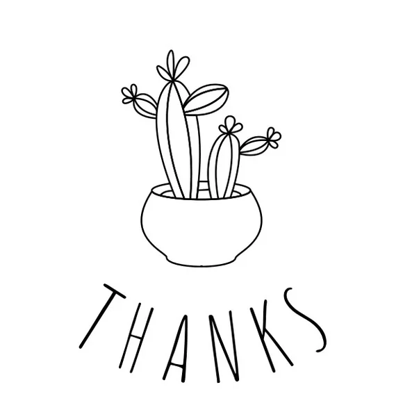 25 Thanks Blooming Cactus Stickers - Picture 3 of 5